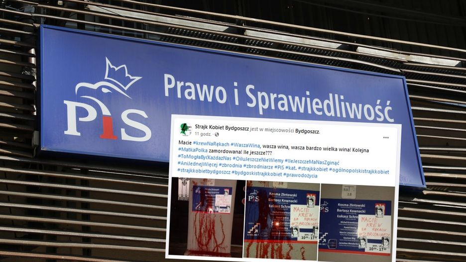 Atak na biuro poselskie PiS w Bydgoszczy 