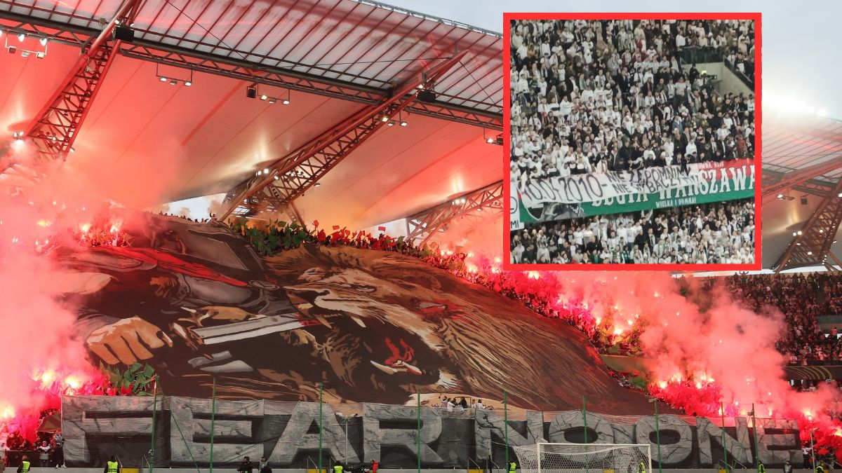 Oprawa kibiców Legii Warszawa podczas meczu z Chelsea