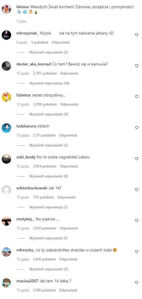 Internet potępia Leksia za jego akcje