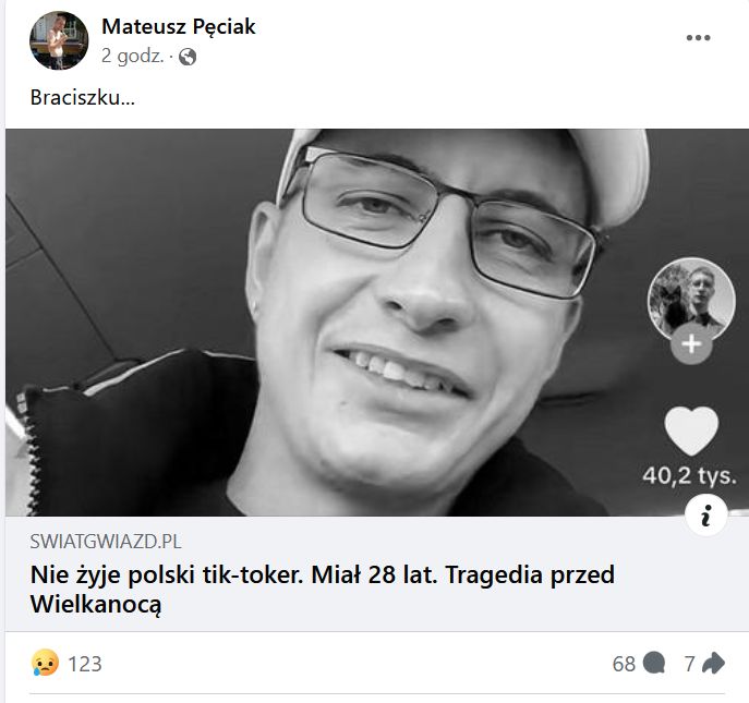 Nie żyje Karol Pęciak