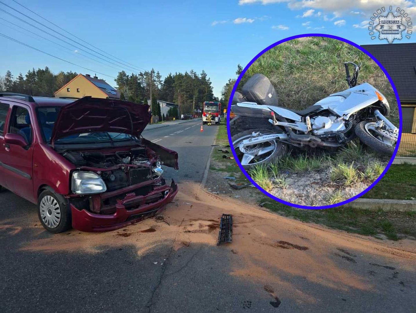 Wypadek w Rudniku Małym. 79-latek nie zauważył motocyklisty i zajechał mu drogę. Konieczne było wezwanie śmigłowca
