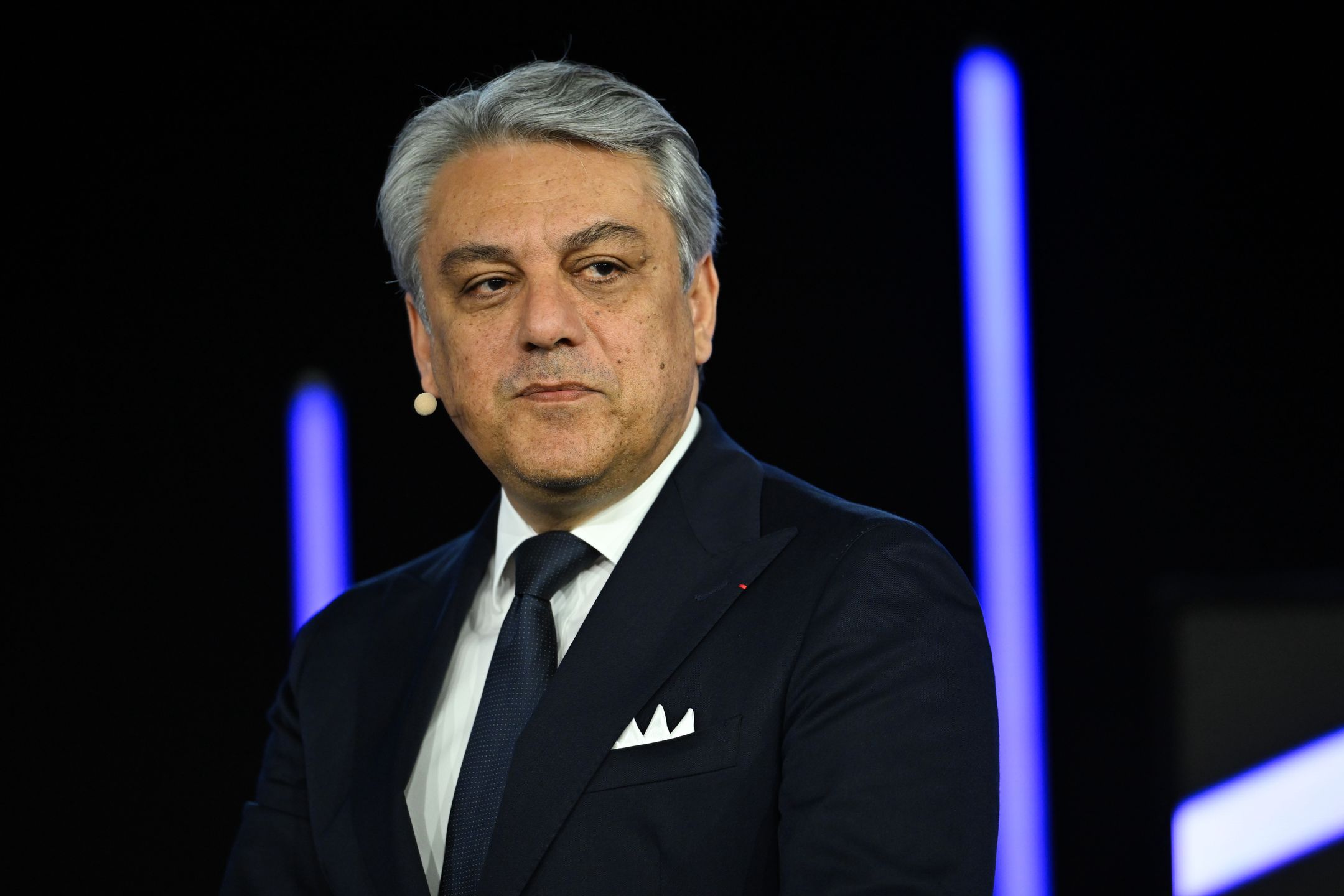 Luca de Meo, chief executive officer of Renault SA, during a news conference on the Flexis electric vans joint venture in Boulogne Billancourt, France, on Wednesday, April 3, 2024. Renault and Volvo AB, the world's second-biggest truckmaker, announced in October that they would each invest 300 million in the Flexis joint venture over the next three years to build a range of vans and offer related services. Photographer: Benjamin Girette/Bloomberg via Getty Images