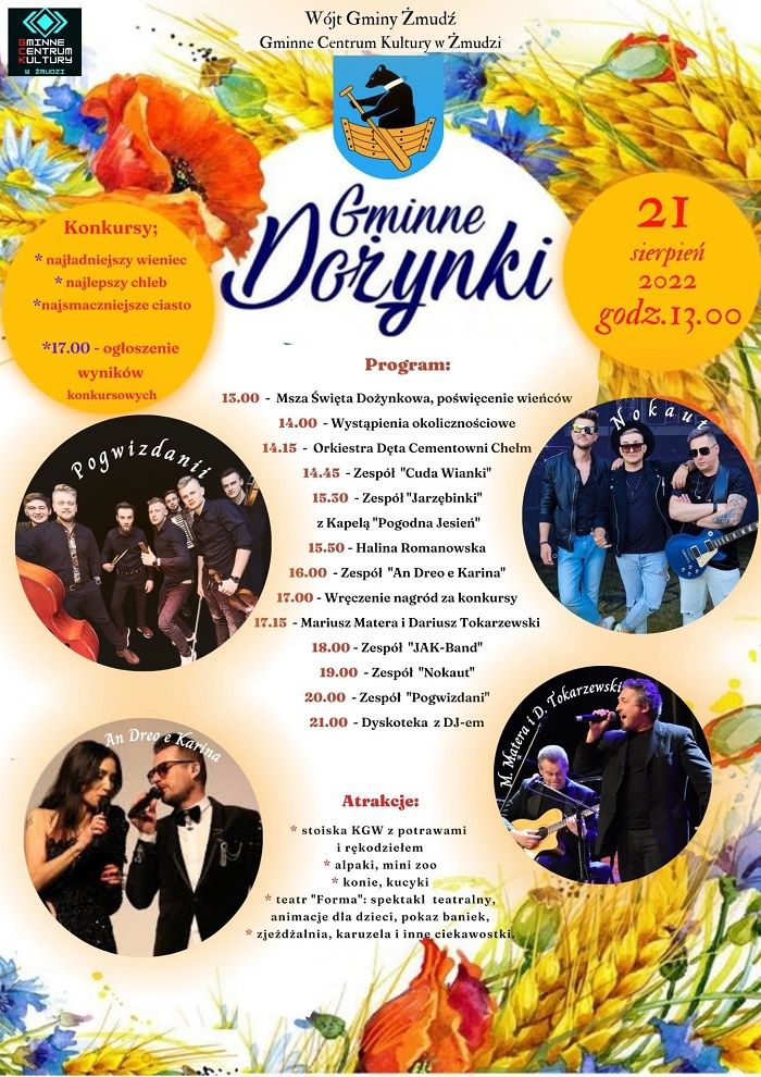 Dożynki Gminy Żmudź 2022 - program