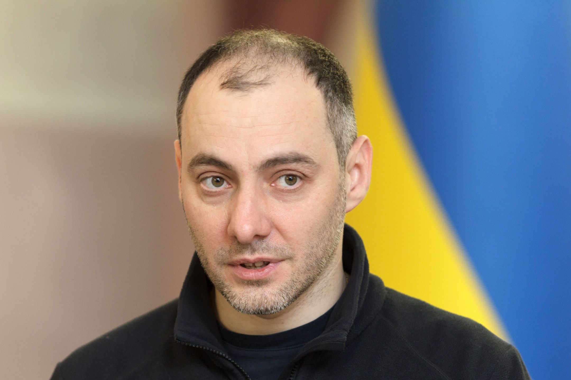 KYIV, UKRAINE - MARCH 04, 2024 - Vice Prime Minister for Reconstruction of Ukraine and Minister of Development of Communities, Territories and Infrastructure of Ukraine Oleksandr Kubrakov is seen during the briefing as part of a signing ceremony of the memorandum on the reconstruction of Chernihiv region. (Photo credit should read Kirill Chubotin / Ukrinform/Future Publishing via Getty Images)