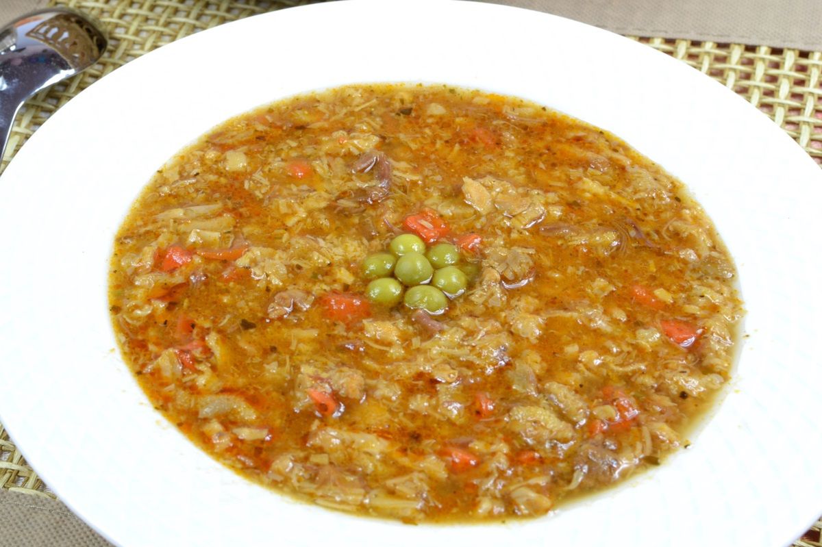 Hearty soup with ground meat