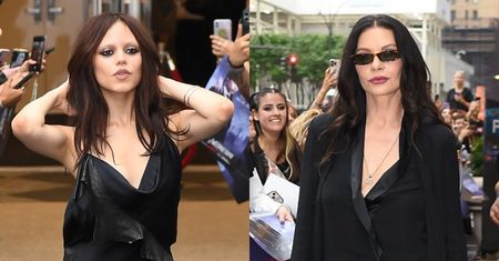 Całe na czarno Jenna Ortega i Catherine Zeta-Jones OLŚNIEWAJĄ na kolejnej premierze drugiego sezonu "Wednesday"