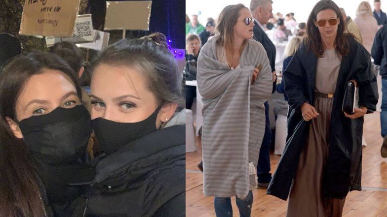 Kinga Rusin z córką Pola na Strajku Kobiet