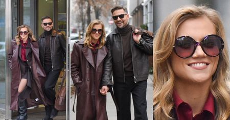 Agnieszka Kaczorowska w mini i Marcin Rogacewicz w golfie tryskają humorem po wizycie w "DDTVN". Modni? (ZDJĘCIA)