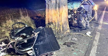 Tragedia nad ranem. Audi roztrzaskało się na drzewie