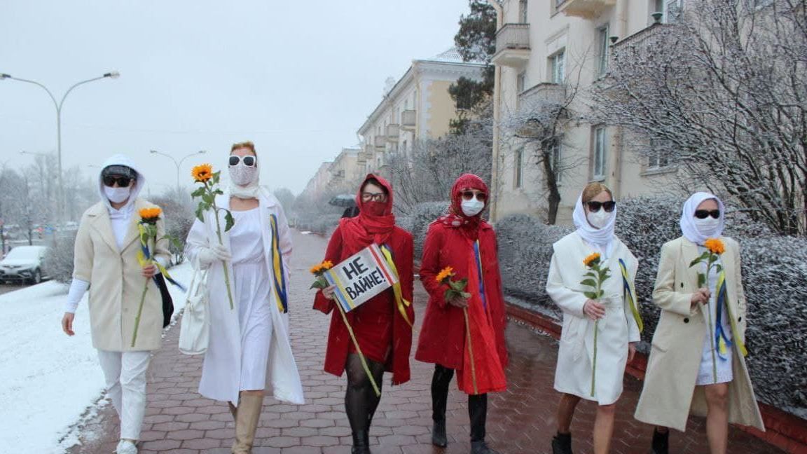 Mieszkanki Mińska zaprotestowały przeciwko wojnie w Ukrainie 