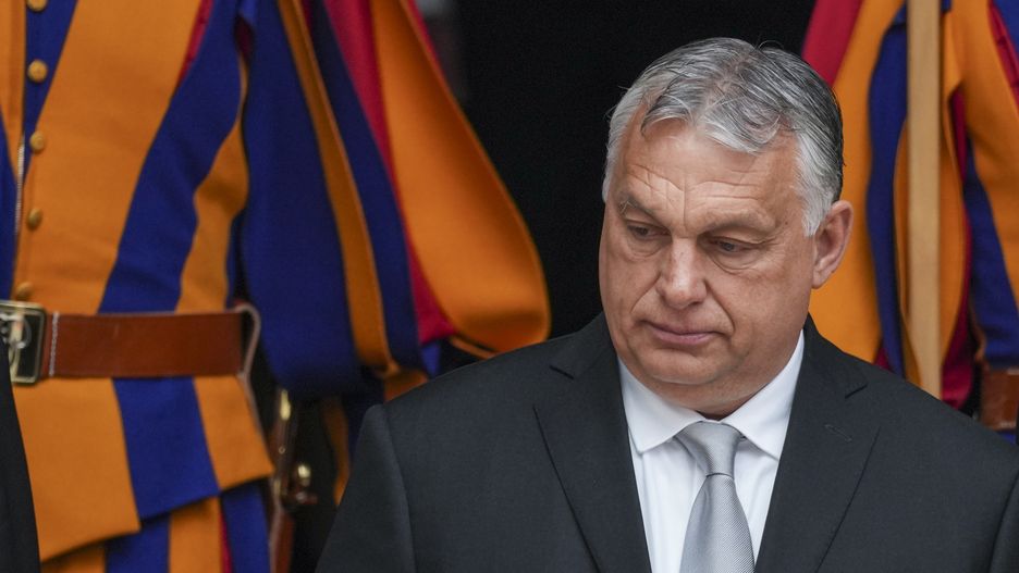 VATICAN - 2022/04/21: Hungarian Prime Minister Viktor Orban leaves the Apostolic Palace after the private audience with Pope Francis. Pope Francis receives the Prime Minister of Hungary, Viktor OrbÃ¡n, and his wife AnikÃ³ LÃ©vai, at Apostolic Palace in Vatican City. (Photo by Stefano Costantino/SOPA Images/LightRocket via Getty Images)