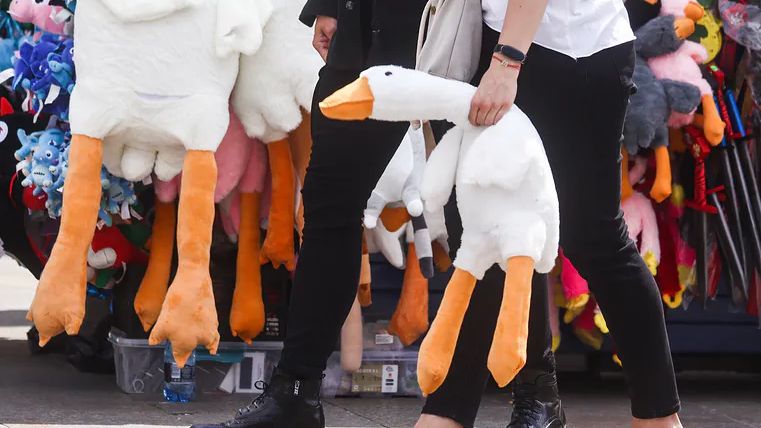 Pluszowa gęś Pipa to największa atrakcja na straganach w całej Polsce