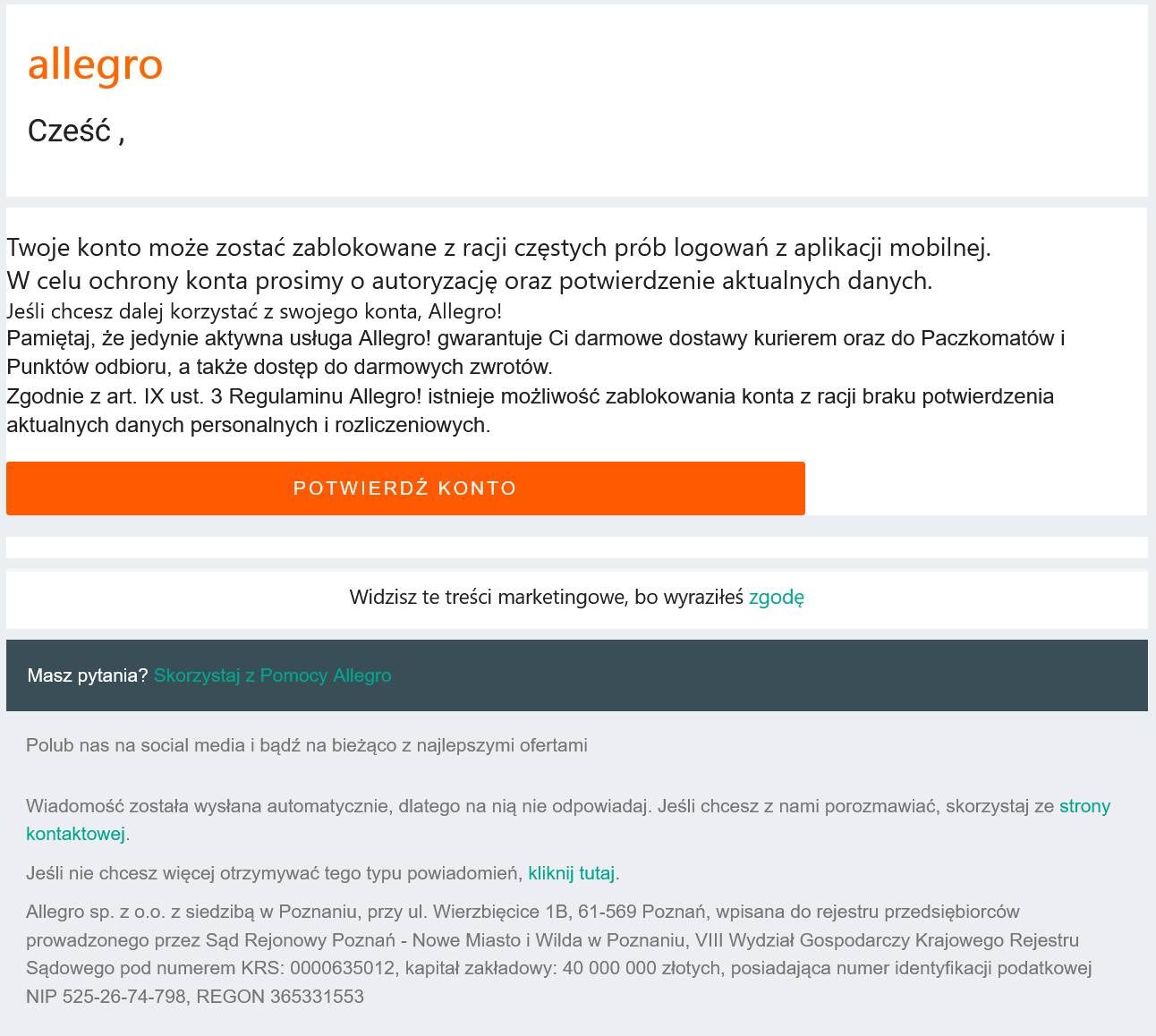 Oszustwo "na Allegro"