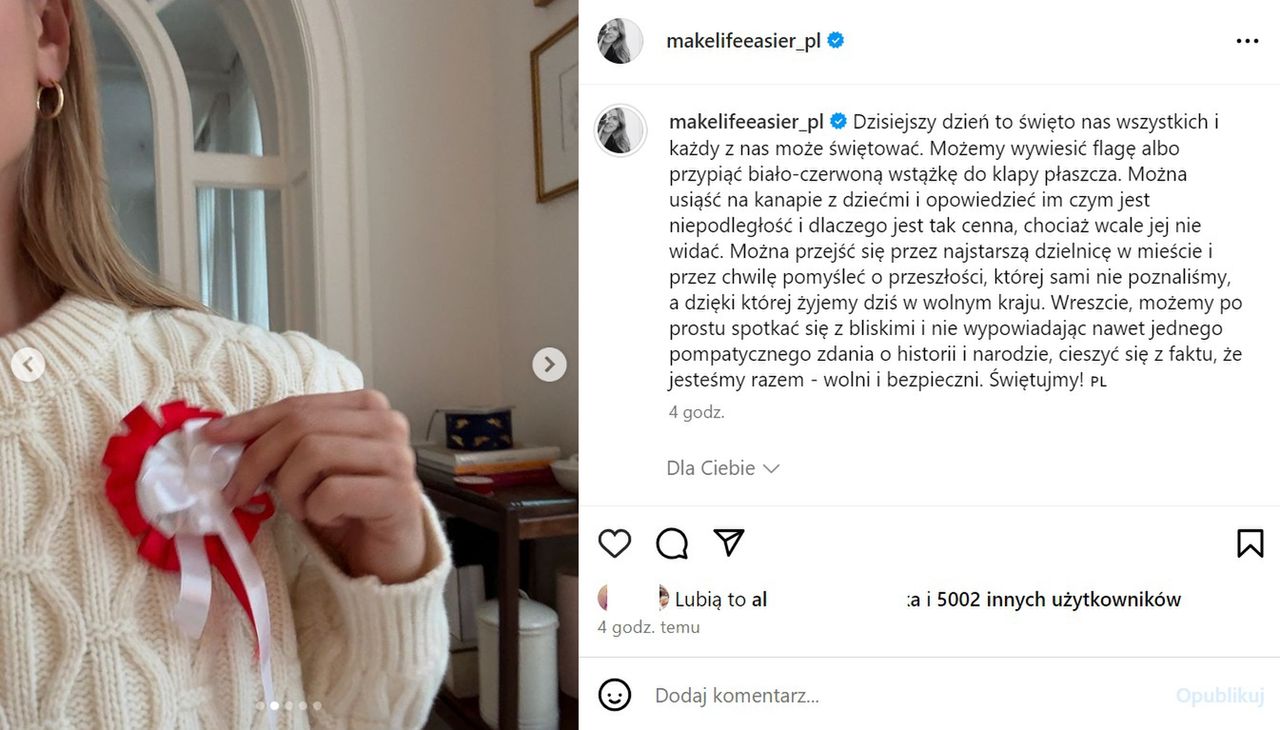 Wpis Katarzyny Tusk na Instagramie