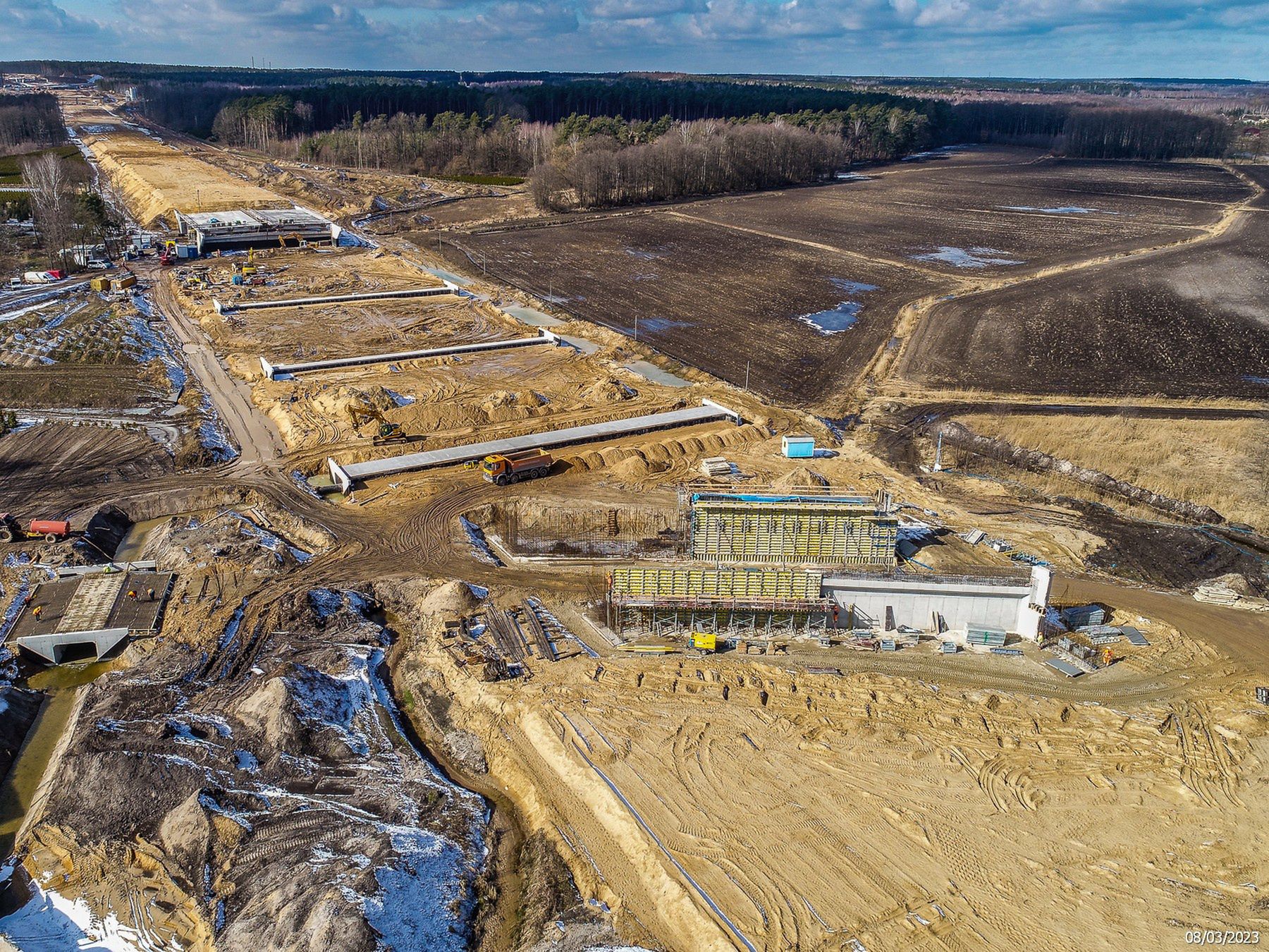 Budowa autostrady A2 odc. Kałuszyn - Groszki (marzec 2023)