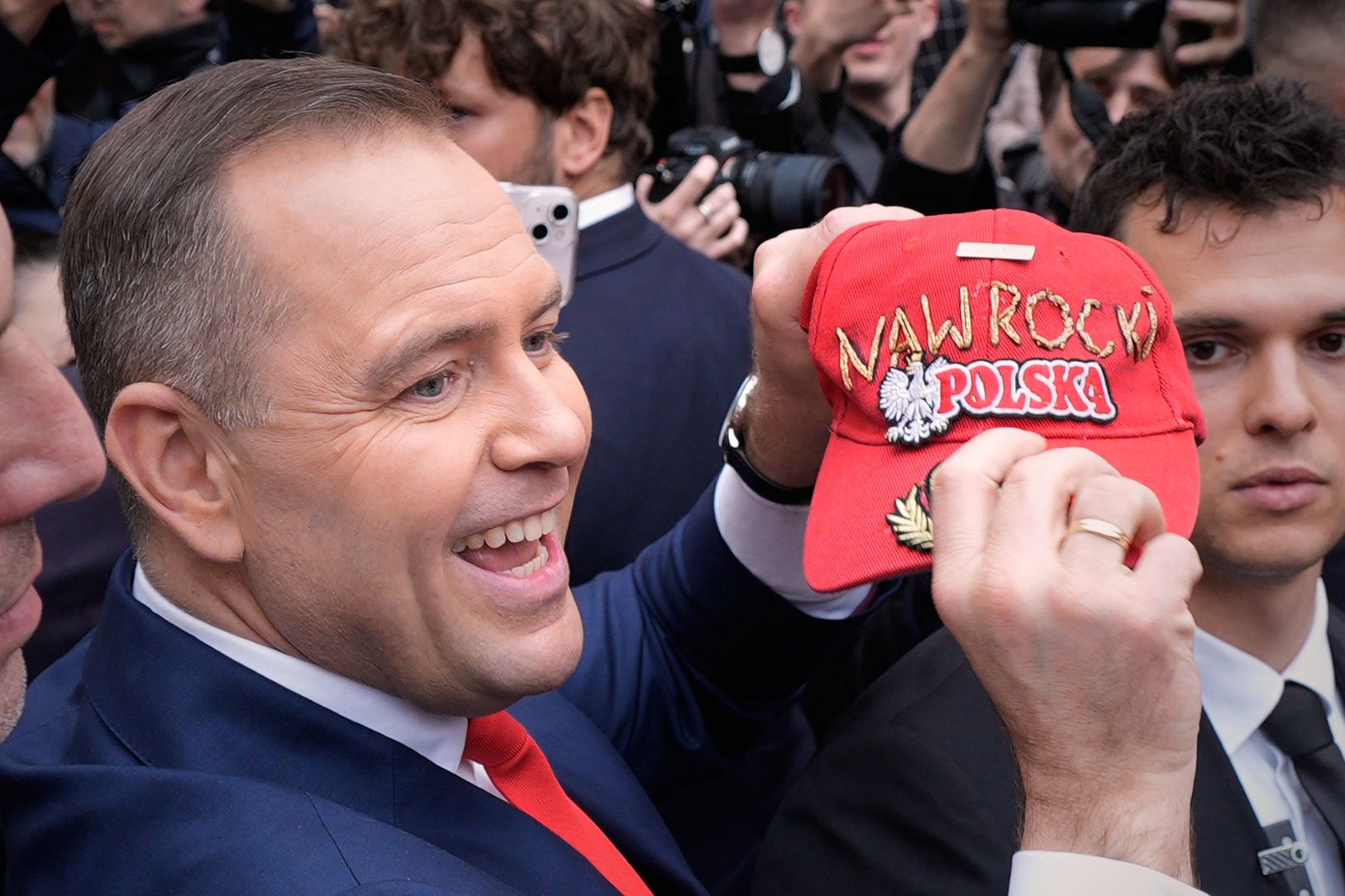 President elect Karol Nawrocki greets fans and supporters after his certification ceremony at the Royal Castle Square in Warsaw, Poland on 11 June, 2025. (Photo by Jaap Arriens/NurPhoto via Getty Images)