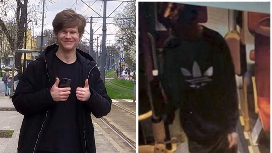 Zdjęcia zaginionego - po prawej w dniu zaginięcia z monitoringu