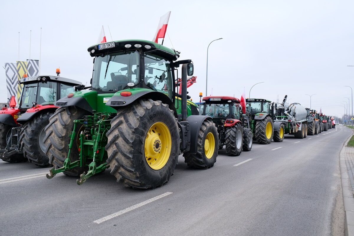 Protest rolników w Lublinie na ul. Abramowickiej