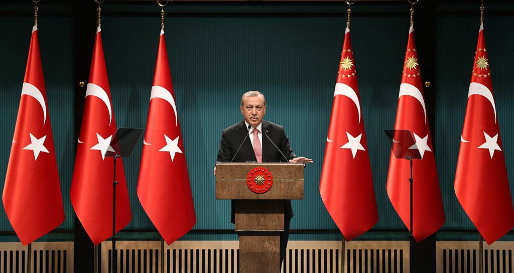 Prezydent Turcji Recep Tayyip Erdoğan przemawia w Ankarze 