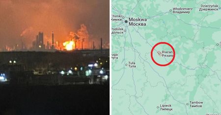 Słup ognia pod Moskwą i seria eksplozji. Niebo aż pomarańczowe
