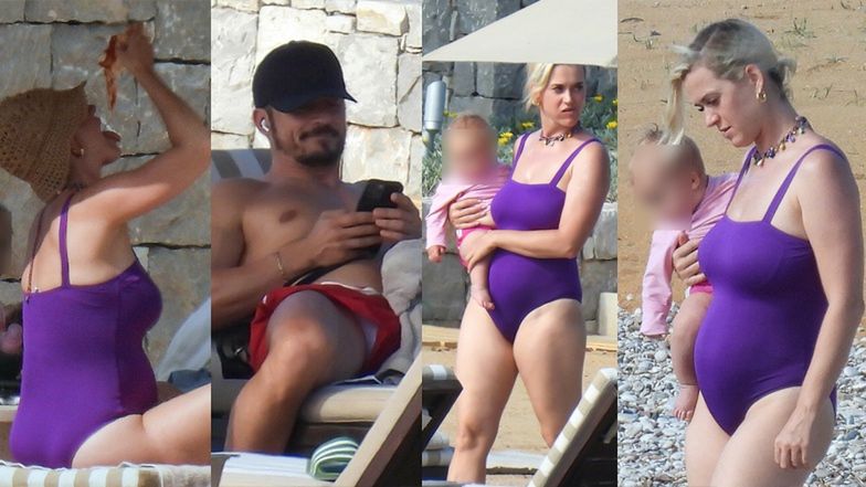 Katy Perry przechadza się po plaży z dzieckiem na rękach