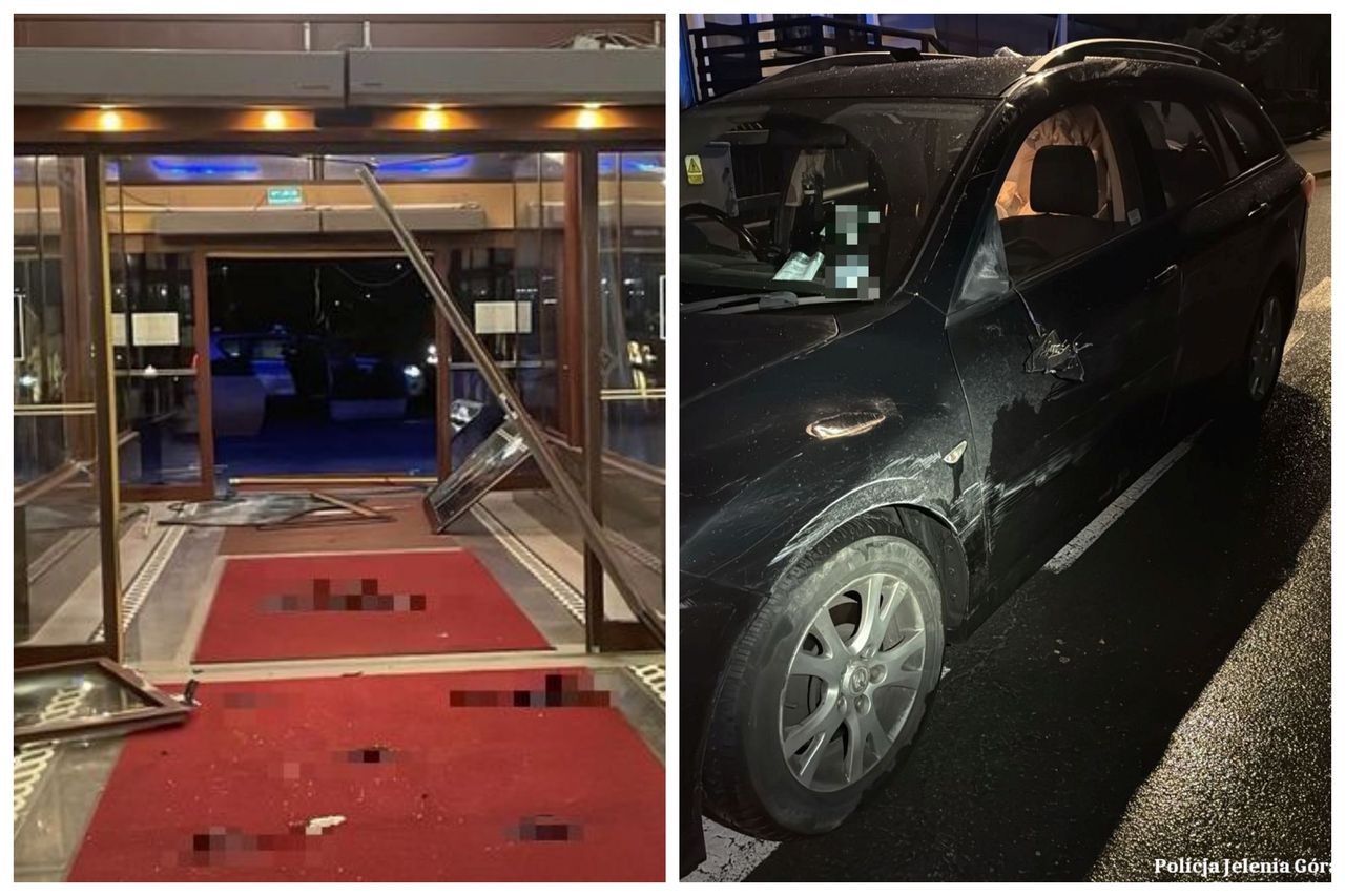 36-letni Anglik wjechał autem do hotelu w Karpaczu. Są zdjęcia