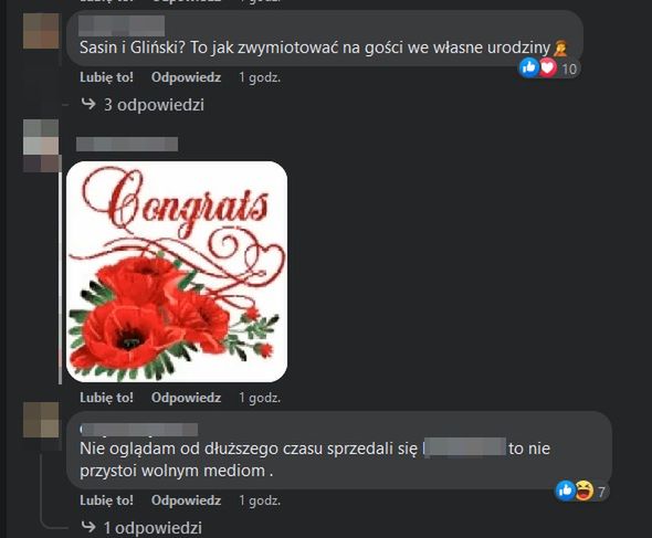 Komentarze na profilu Polsatu