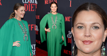 Dojrzała Drew Barrymore promuje serial w zielonej kreacji