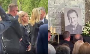Wyprowadzenie urny na pogrzebie Jana Frycza. Z głośników wybrzmiały hity The Rolling Stones (WIDEO)