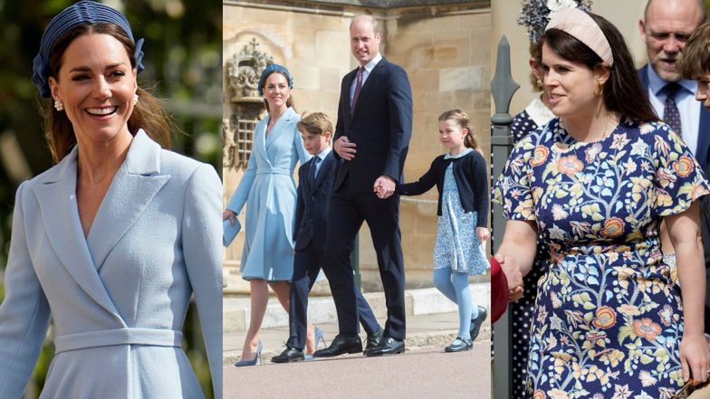 Kate Middleton i książę William w drodze na mszę wielkanocną z dziećmi i innymi royalsami