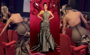 Dramat Kim Kardashian: przez suknię nie była w stanie USIĄŚĆ na krześle (WIDEO)