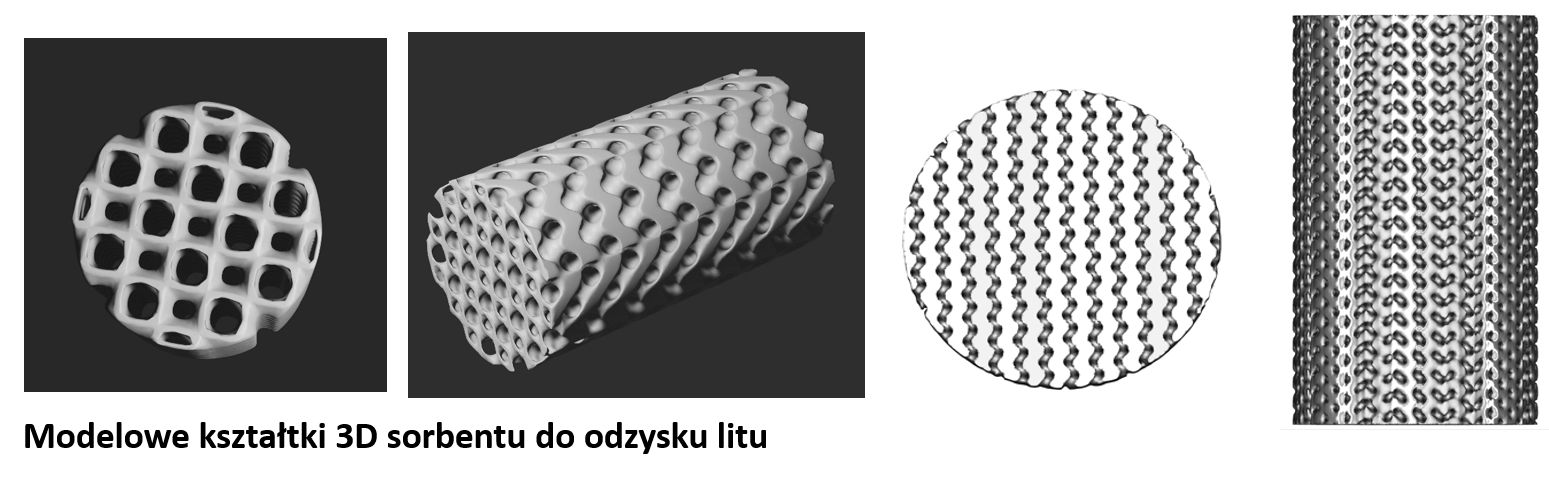 Kształtki sorbentu, tzw. "plastry miodu" służące do odzysku litu