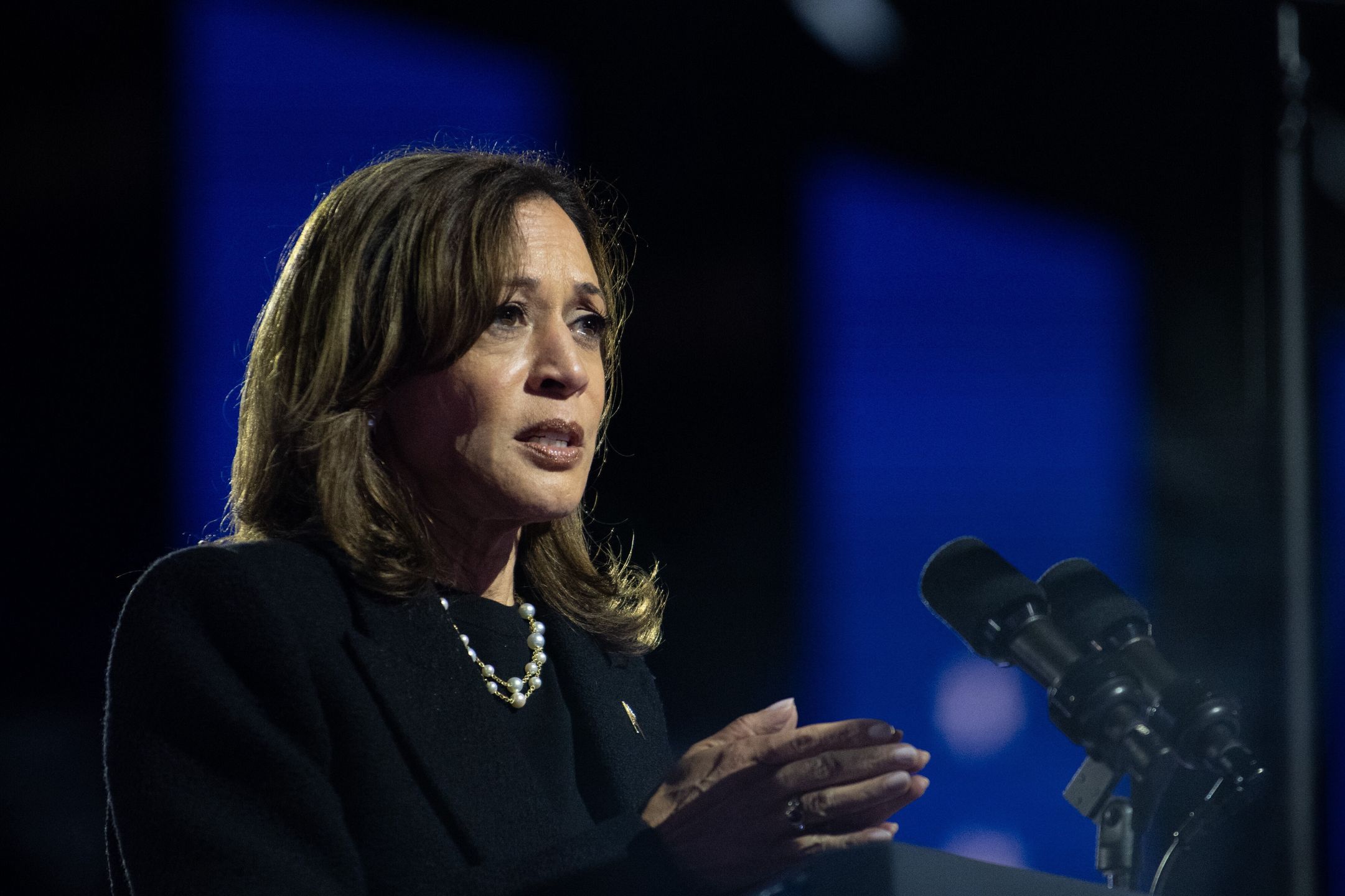 US Vice President and Democratic presidential nominee Kamala Harris addresses supporters at a campaign event in Philadelphia, Pennsylvania, USA, 04 November 2024. US Vice President and Democratic Presidential Nominee Kamala Harris is holding an election eve concert and rally in Philadelphia. Election polls show that the presidential race between Harris and Republican nominee former President Donald Trump is extremely close. EPA/DAVID MUSE Dostawca: PAP/EPA.
