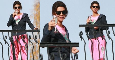 Edyta Górniak pije szampana w różowych dresach... (ZDJĘCIA)