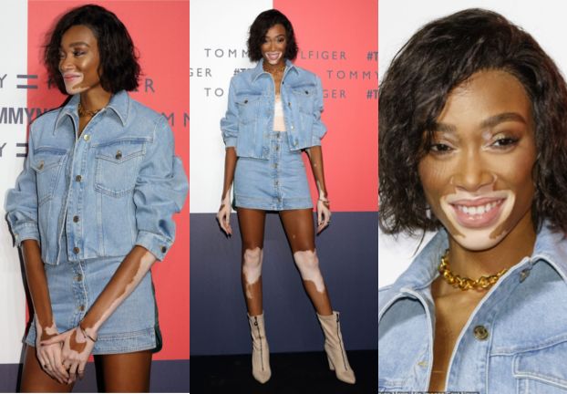 Niepewna Winnie Harlow eksponuje nogi w Tokio