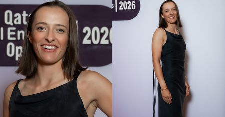 Odziana w czarną maxi Iga Świątek zadaje szyku na imprezie w Katarze (ZDJĘCIA)