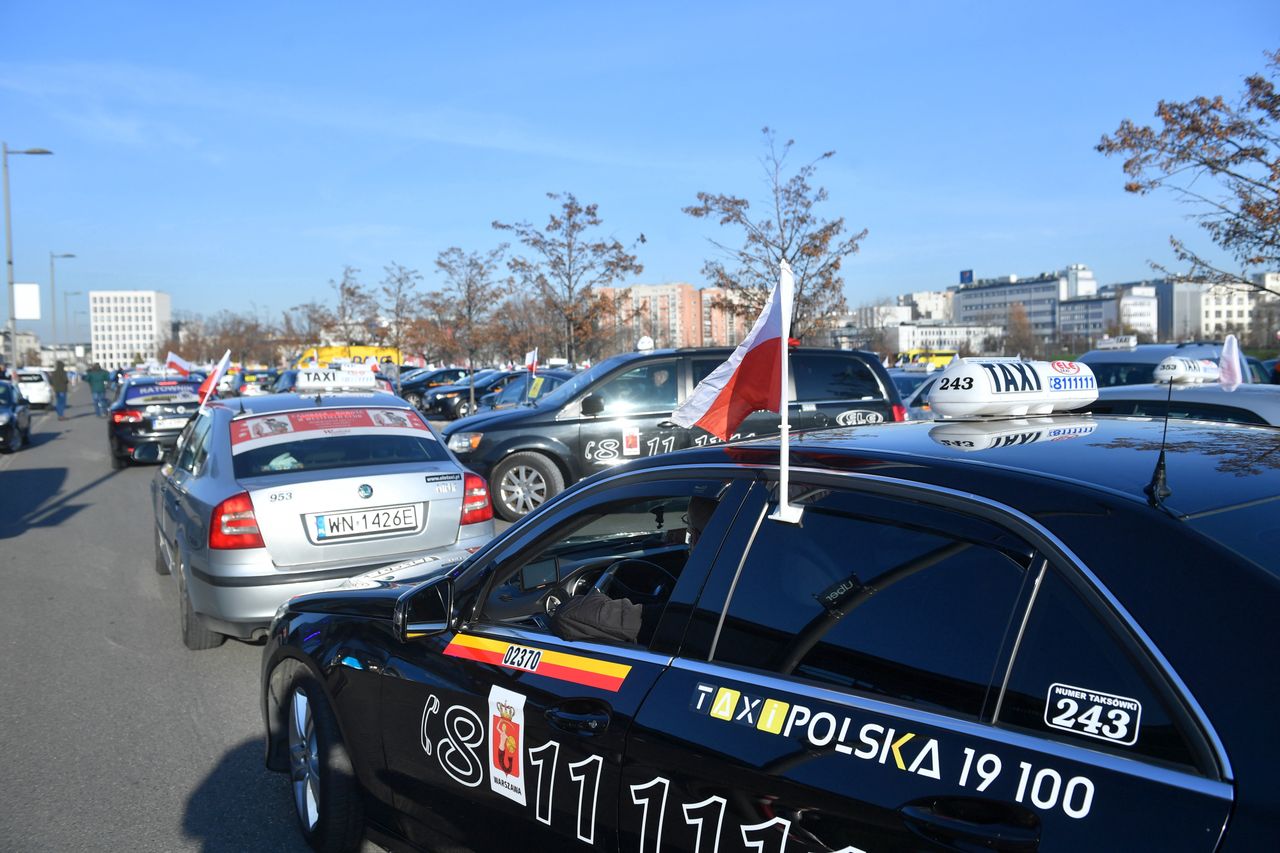 Warszawa. Kolejny protest taksówkarzy