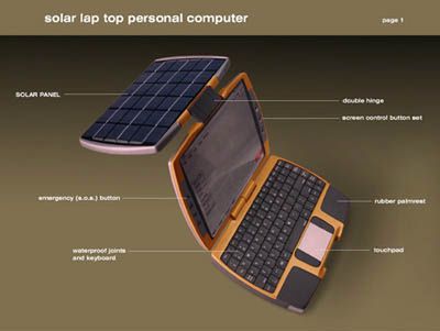 Obrazek: Koncepcja laptopa zasilanego przez baterie słoneczne
