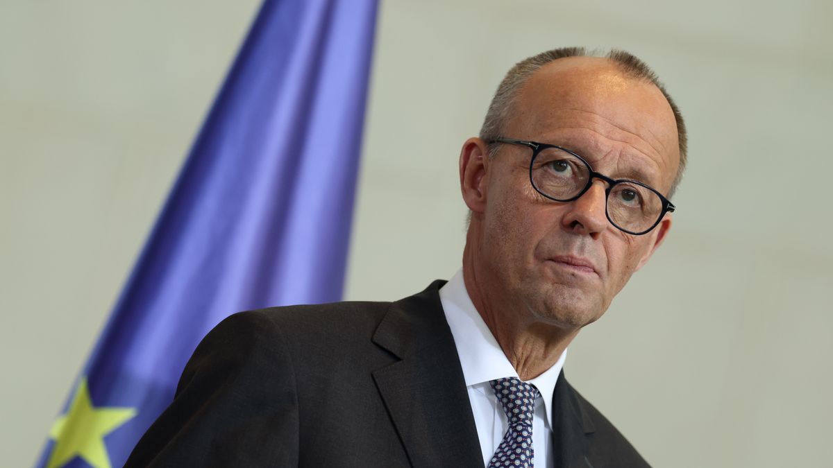 BERLIN, GERMANY - JULY 29: German Chancellor Friedrich Merz and Jordanian King Abdullah II (not pictured) speak to the media following talks at the Chancellery on July 29, 2025 in Berlin, Germany. High on the meeting's agenda is the ongoing Israeli-Palestinian conflict in Gaza. Germany is seeking to persuade Israel to do more to ease the humanitarian plight of the people in Gaza. (Photo by Sean Gallup/Getty Images)