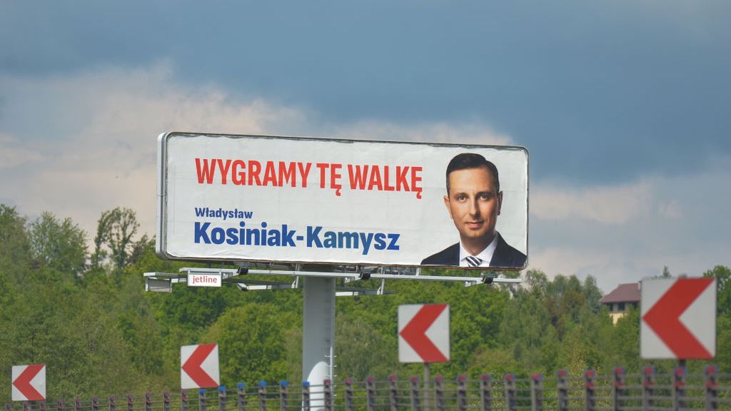 Polish Presidential Election Posters
An election poster of Wladysaw Kosiniak-Kamysz from the Polish People's Party (PSL), a candidate for the Presidential Election 2020 with The Polish Coalition, seen outside Krakow. 
On Wednesday, May 27, 2020, in Krakow, Poland. (Photo by Artur Widak/NurPhoto via Getty Images)
NurPhoto
cracow, eu, editorial, election poster, krakow - poland, psl, polish coalition, polish people's party, polish election, presidential 2020, wladysaw kosiniak-kamysz, wladysaw kosiniak-kamysz - politician, difficult time, oposition, political