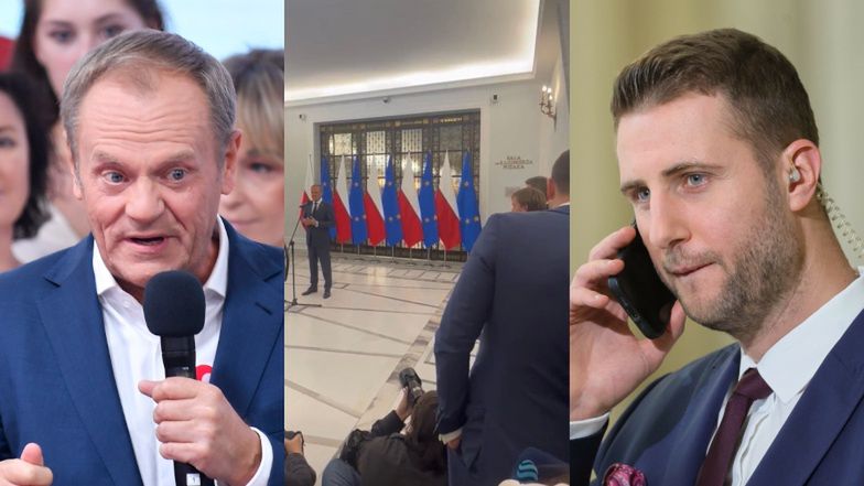 Starcie Donalda Tuska z dziennikarzem TVP na sejmowym korytarzu