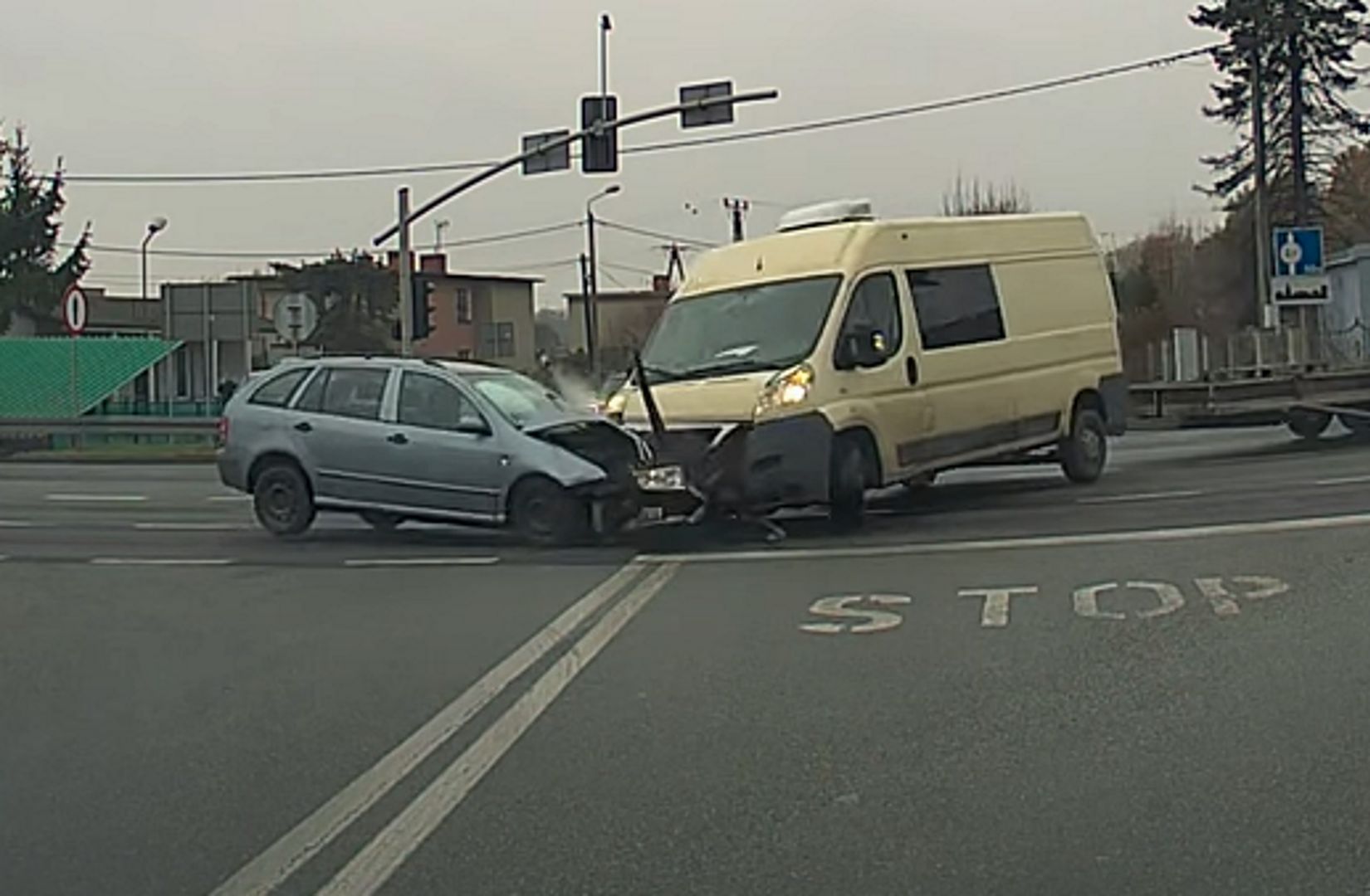 Chwile grozy w Pszczynie. Kierowca nagrał wszystko kamerą