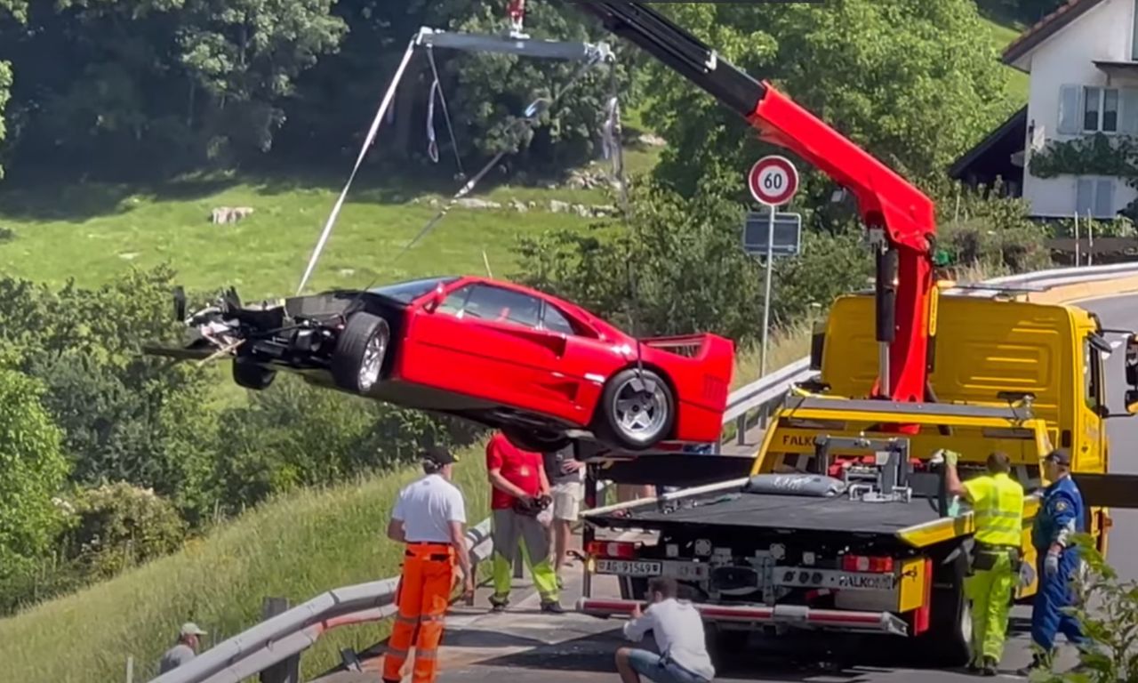 Ferrari F40 rozbite w Szwajcarii. To wyjątkowo drogi wypadek