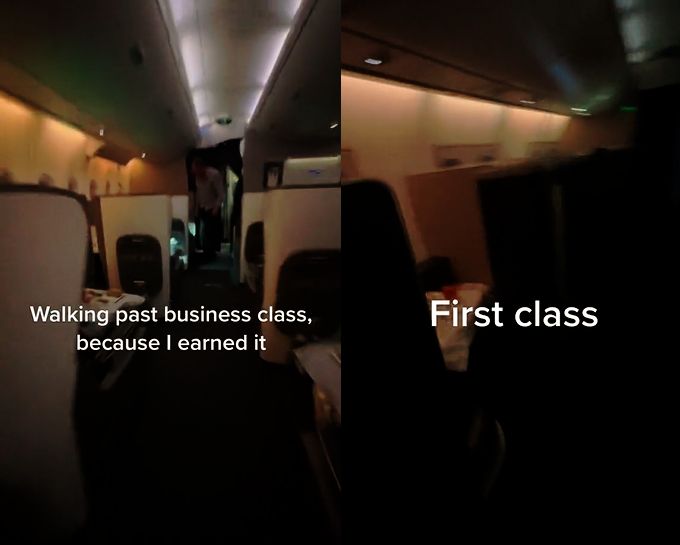 They told the children to sit in economy class, but they themselves went to first class.