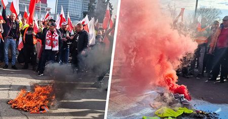 Incydent na proteście rolników w Warszawie. Podpalili kamizelki i odpalili race