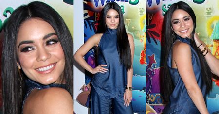 Vanessa Hudgens z doczepkami i w niebieskim worku