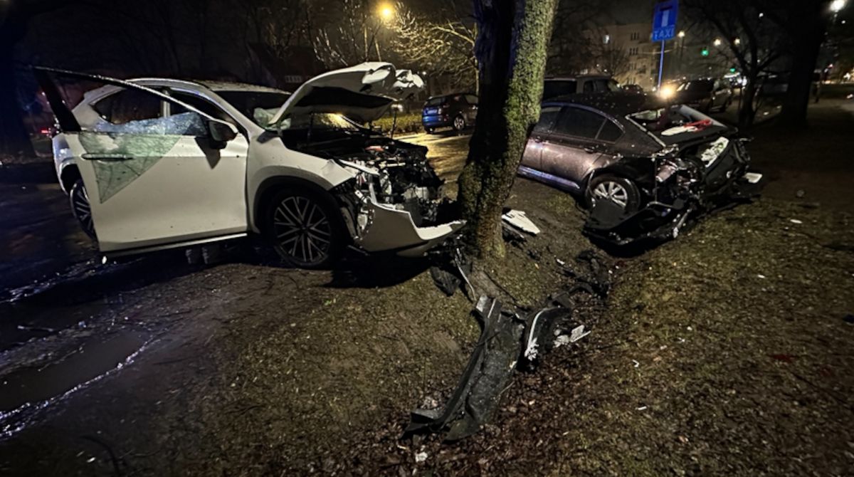 Zasłabła za kierownicą. Uderzyła w trzy auta i drzewo. Dwie osoby w szpitalu