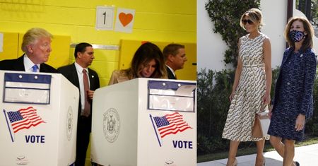 Stylowa Melania Trump maszeruje samotnie do urny wyborczej (ZDJĘCIA)