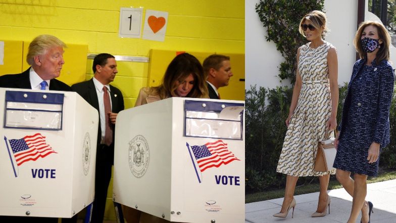 Stylowa Melania Trump maszeruje samotnie do urny wyborczej (ZDJĘCIA)