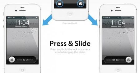 Koncepcyjny lock screen iOS-a Press & Slide